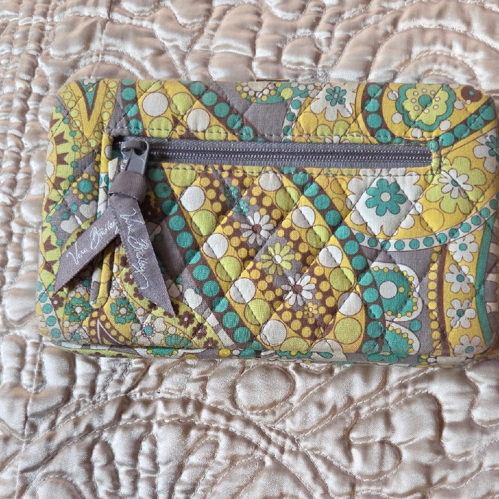Vera Bradley Floral Patchwork Clutch in Yellow and Green